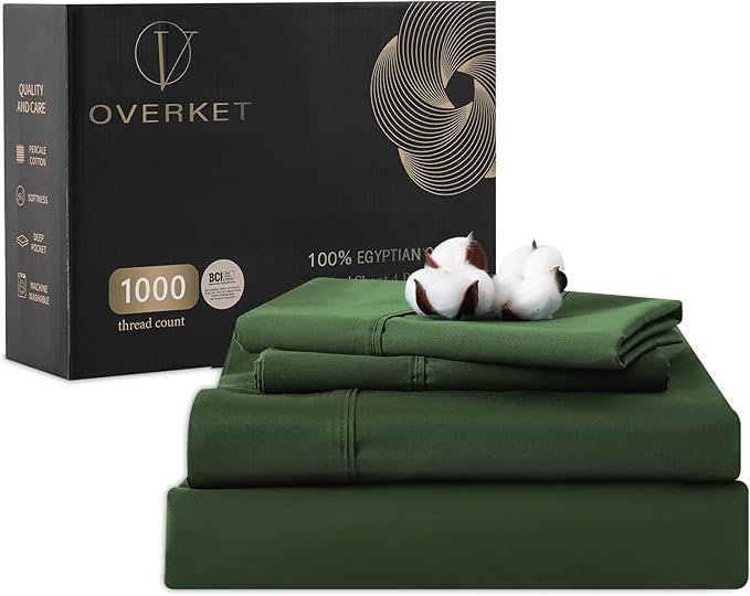 100% Egyptian Cotton Sheets Cal King Sheet Set 1000 Thread Count Sateen Weave by overket