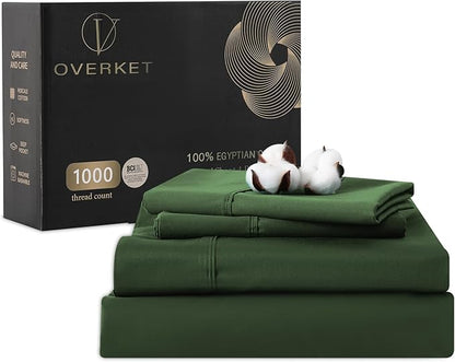 100% Egyptian Cotton Sheets Cal King Sheet Set 1000 Thread Count Sateen Weave by overket