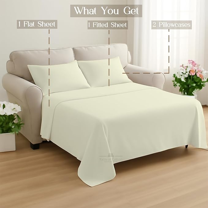 Sleeper Sofa 4 Piece Bed Sheet Set Premium Quality 100% Cotton 500 Thread Count - Image 8