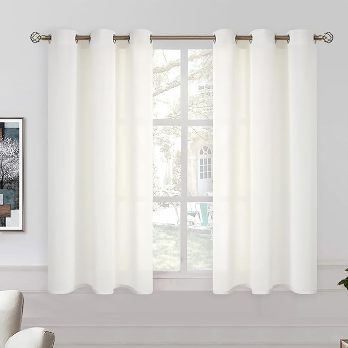 BGment Cream Semi Sheer Natural Linen Look 54 Inch Curtains by BGment