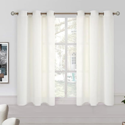 BGment Cream Semi Sheer Natural Linen Look 54 Inch Curtains by BGment