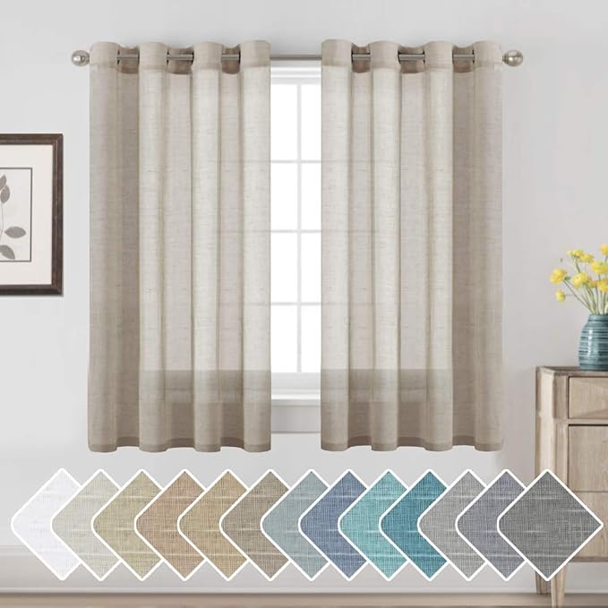 H.VERSAILTEX Linen Curtains Nickel Grommet Natural Linen Semi-Sheer Curtains 2 by HVERSAILTEX