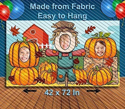 Pumpkin Patch Halloween Hole in Face Photo Banner Backdrop