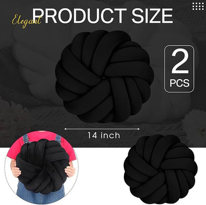 Fumete 2 Pcs 14 Inches Knot Pillow Round Throw Soft Plush Knot Ball Pillow - Image 4