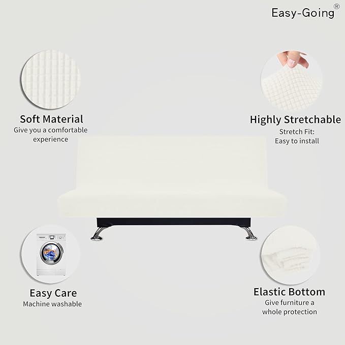Easy-Going Stretch Futon Slipcover Armless Futon Bed Cover Furniture Protector - Image 3