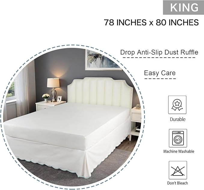 HIG Off White Chic King Bed Skirt - Image 2