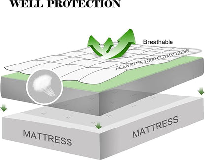 EASELAND Full Size Mattress Pad Pillow Top Cover Quilted Fitted Protector - Image 3