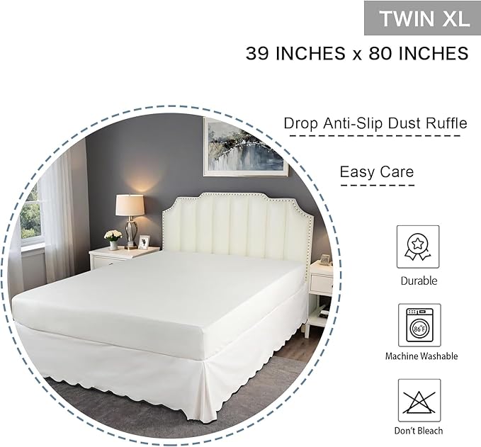 HIG Off-White Chic Twin XL Bed Skirt - Image 2