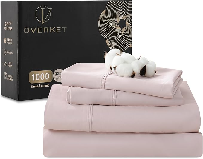 1000 Thread Count Egyptian Cotton Sheets Queen Size Set Sateen Weave Soft by overket