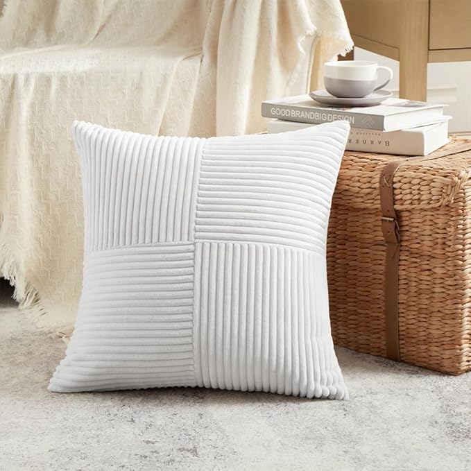 Fancy Homi 2 Packs White Euro Decorative Throw Pillow Covers 26x26 Inch - Image 2