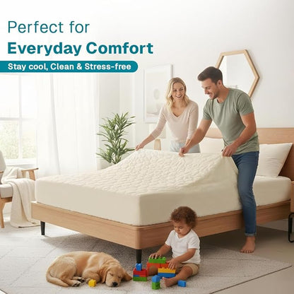 FABDREAMS Organic Quilted Mattress Protector Twin XL Size | Mattress Pad| - Image 5
