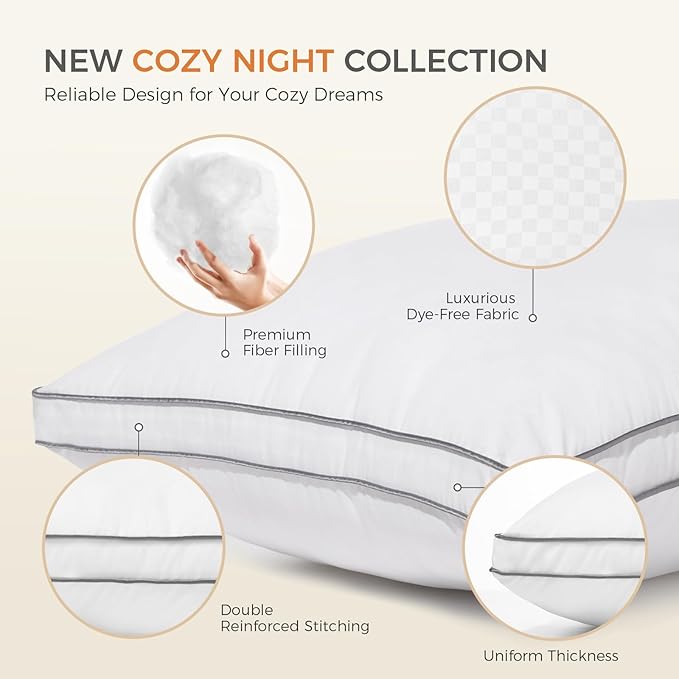 SweetNight Bed Pillows Standard Size Set of 2, Fluffy Luxury Hotel Collection - Image 4