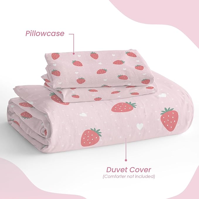 SANDJEST Strawberry Duvet Cover Sets Full Size - Image 4