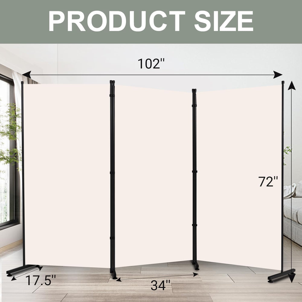 Room Divider 3 Panel Folding Privacy Screen, Round Pad Design Wall Divider