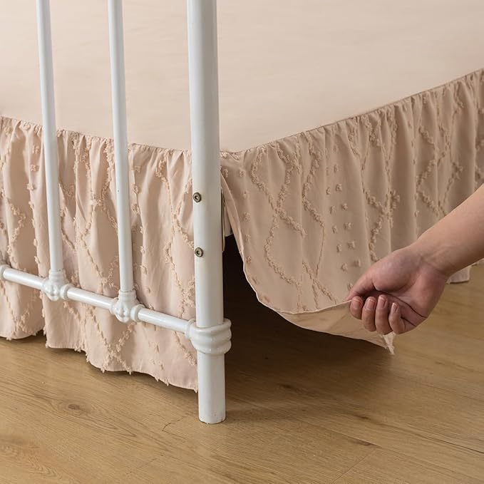 Bed Skirt Queen Size，Ruffled Cream Bed Skirt - Image 2
