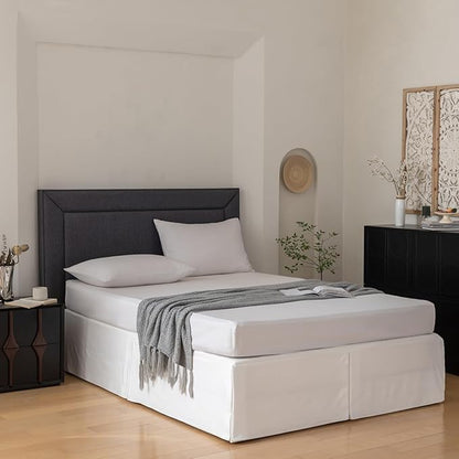Queen Bed Skirt, Grid Plaid Soft Quadruple Pleated Ruffle Bed Skirt, Tailored - Image 6