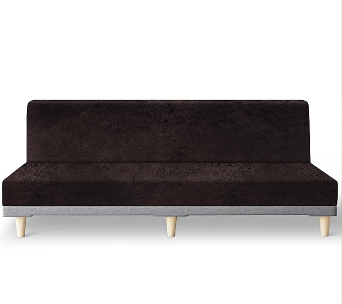 molasofa Leather Like Stretch Futon Slipcover Armless Futon Bed Sofa Cover by Molasofa