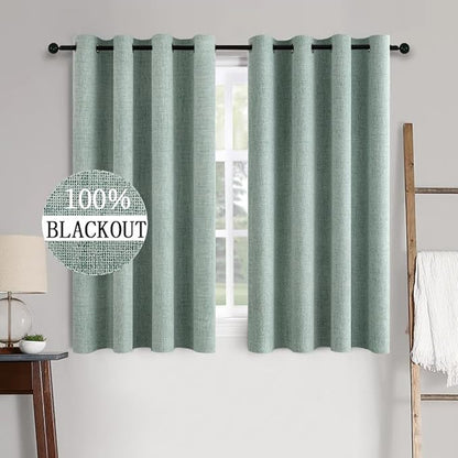 MIULEE Linen Texture Curtains for Bedroom Solid 100% Blackout Thermal Insulated by MIULEE