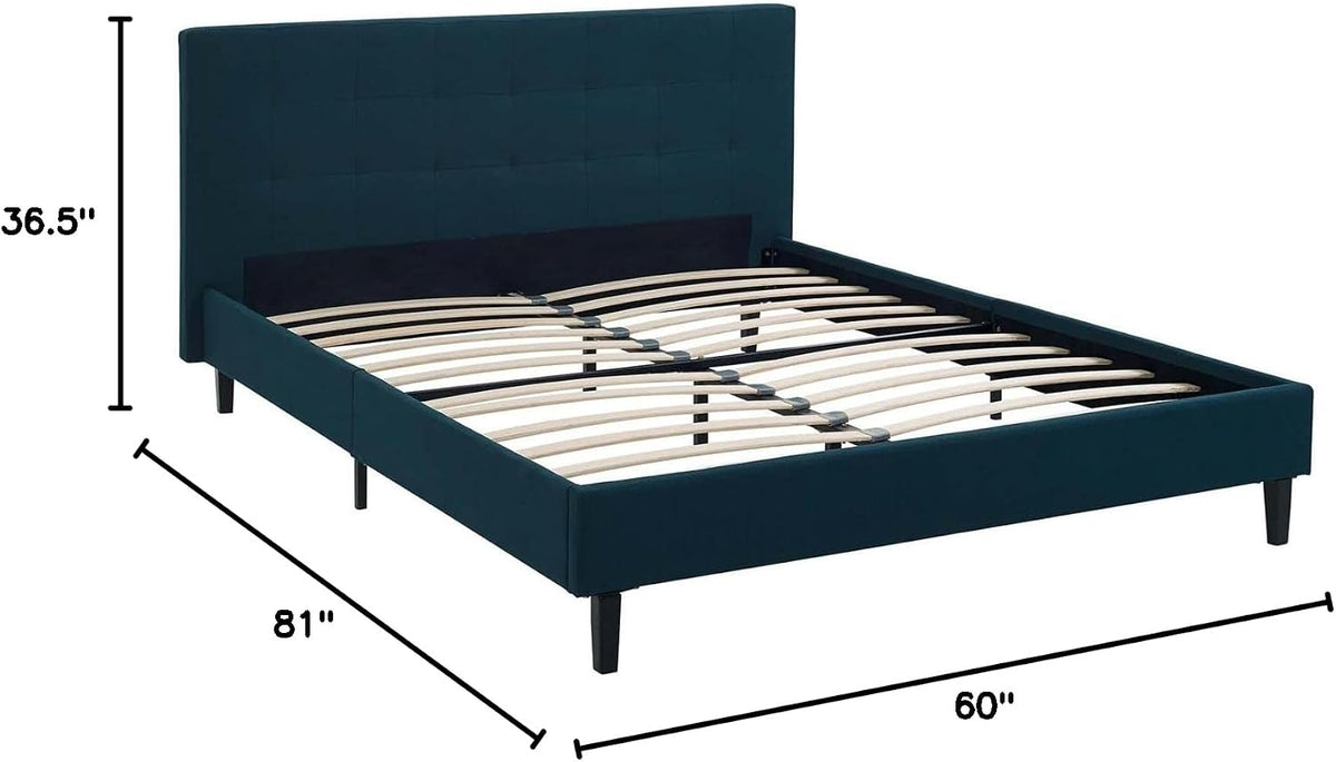 modway linnea upholstered azure full platform bed with, close-up detail