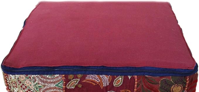 CRAFT KALA Indian Square Patchwork Traditional Pouf Cover Indian Living Room - Image 7