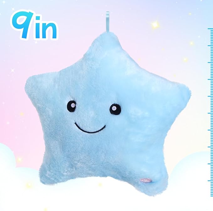 WEWILL 9'' LED Twinkle Star Soft Plush Pillow Toys Glowing Stuffed Star Light - Image 5