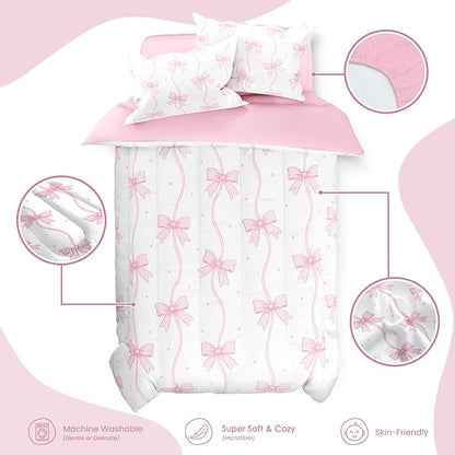 SANDJEST Bow Duvet Cover Sets Twin Size - Image 3