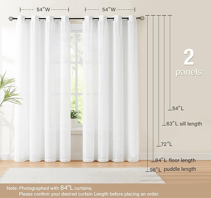Semi-Sheer White Curtain Panels - Image 6