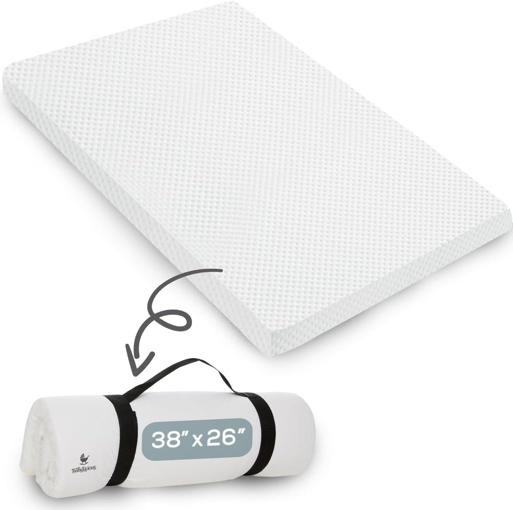 Pack and Play Mattress Pad 38" x 26" Waterproof Roll Up Memory Foam...