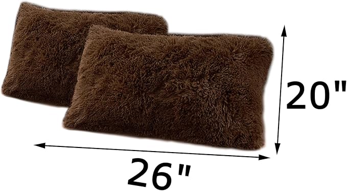MorroMorn Decorative Pillows Covers, 2 Packs Faux Fur Pillow Cases Standard Size - Image 2