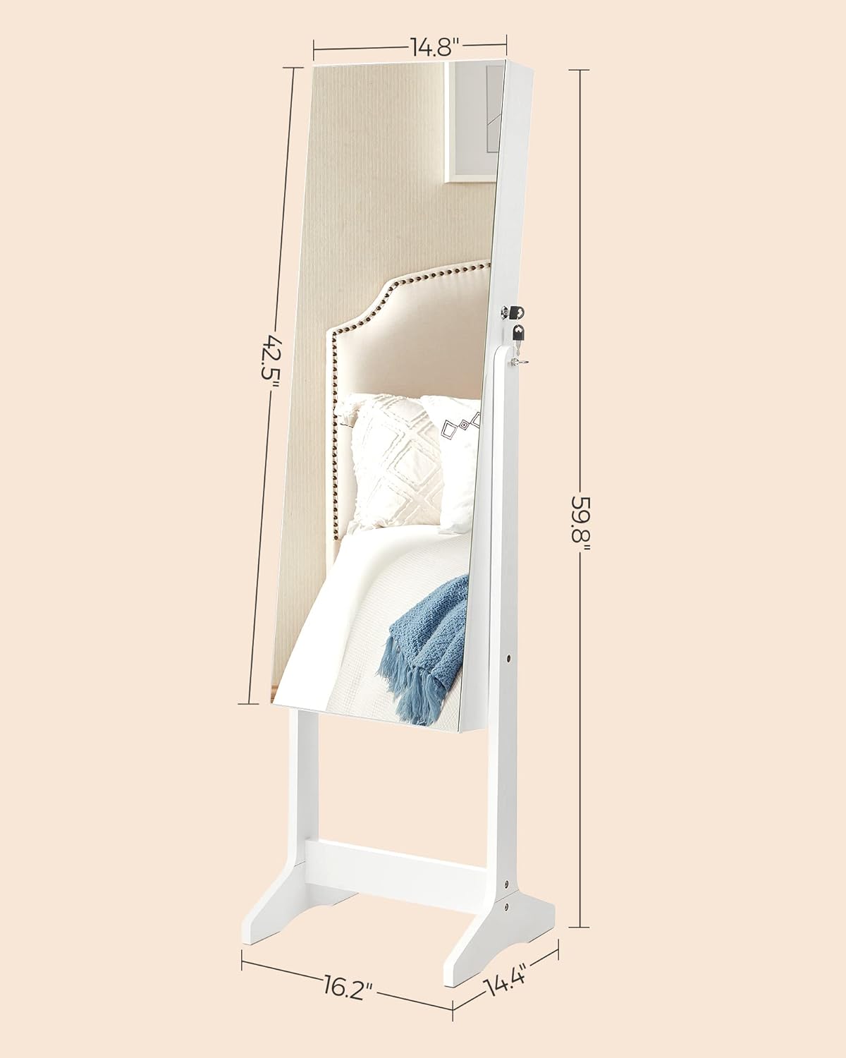 songmics led jewelry cabinet standing, lockable armoire, package contents