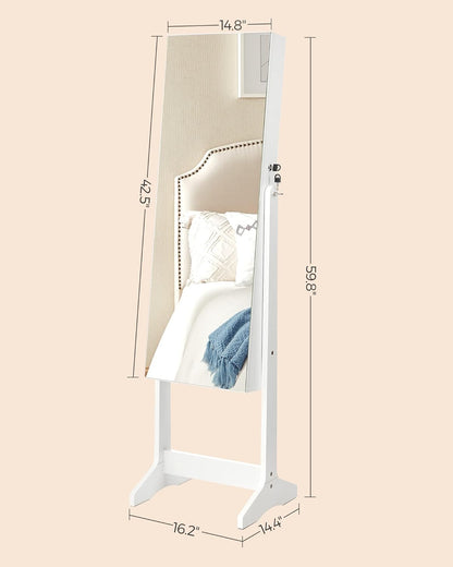 songmics led jewelry cabinet standing, lockable armoire, package contents