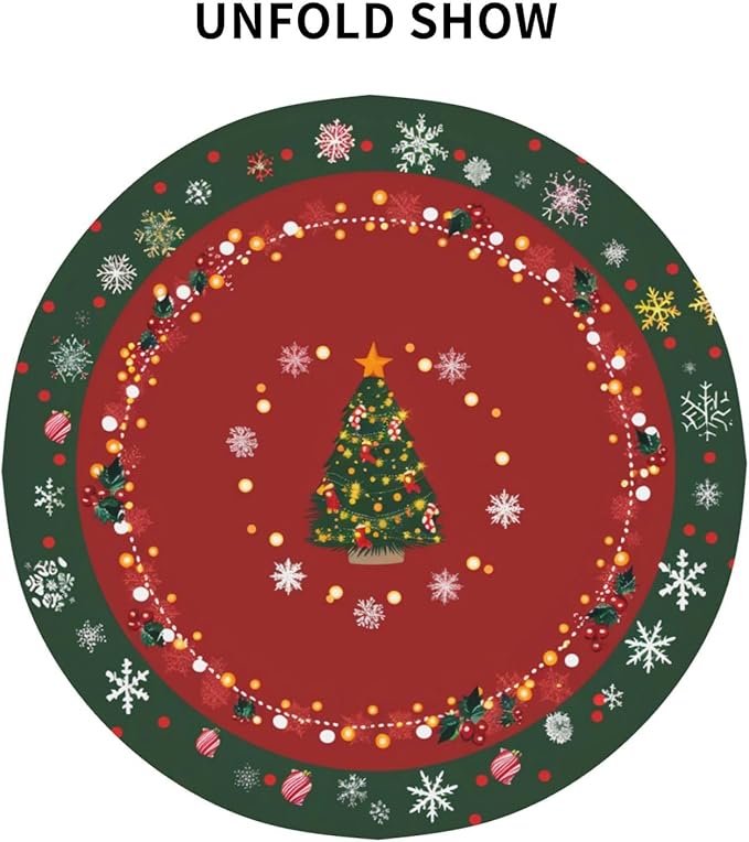 Christmas Tree Round Tablecloth 60 Inch, Christmas Snowflake Decorations Round - Image 8