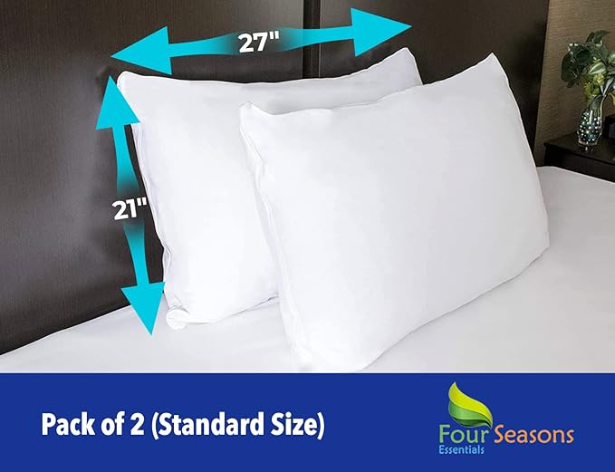 Standard Pillow Protectors – Zippered Waterproof Pillow Covers Hypoallergenic - Image 2