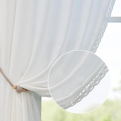 jinchan Linen Curtains for Living Room Bedroom Light Filtering Semi Sheer by JINCHAN