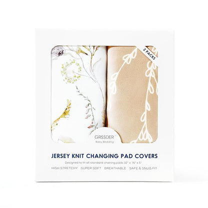 GRSSDER Stretchy Ultra Soft Jersey Knit Changing Pad Cover Set 2 Pack, Stylish - Image 4