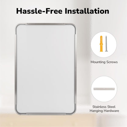ushower brushed nickel bathroom mirrors 24"x36" 2 pack showing dimensions