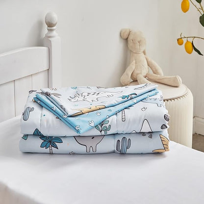 Joyreap 4 Piece Toddler Bedding Set, Cute Dinosaur on Light Blue, Ultra Soft - Image 5