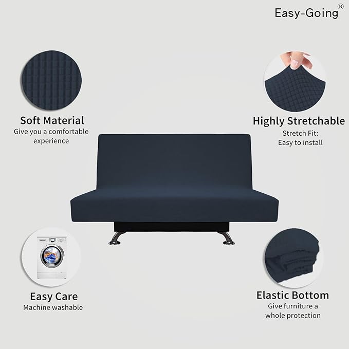 Easy-Going Stretch Futon Slipcover Armless Futon Bed Cover Furniture Protector - Image 3