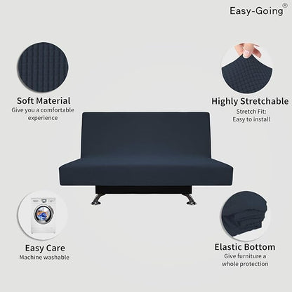 Easy-Going Stretch Futon Slipcover Armless Futon Bed Cover Furniture Protector - Image 3