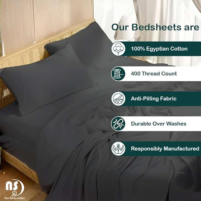NON Sticky cotton Full Size Sleeper Sofa Sheets, 4 Piece Egyptian Cotton Bed - Image 2