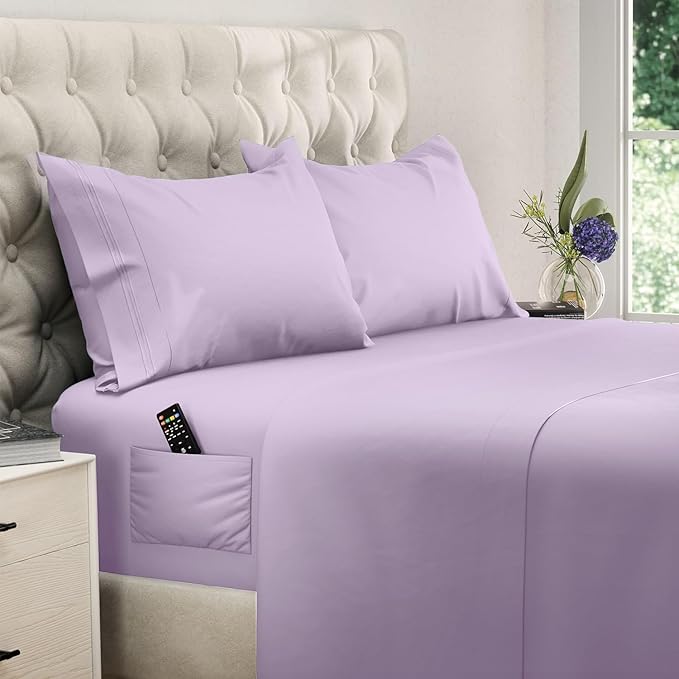 DREAMCARE Queen Sheet Set – 4 pcs Cooling Sheets – up to 21” Extra Deep Pocket by DREAMCARE