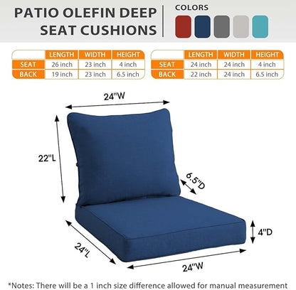 Sundale Outdoor Olefin Deep Seat Cushion Set of 2, Patio Chair Cushion and - Image 5
