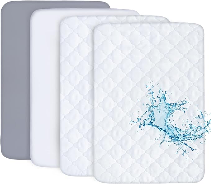 Pack and Play Sheets and Waterproof Pack n Play Mattress Protector Pad Cover 4 by Bilobanbabybedding