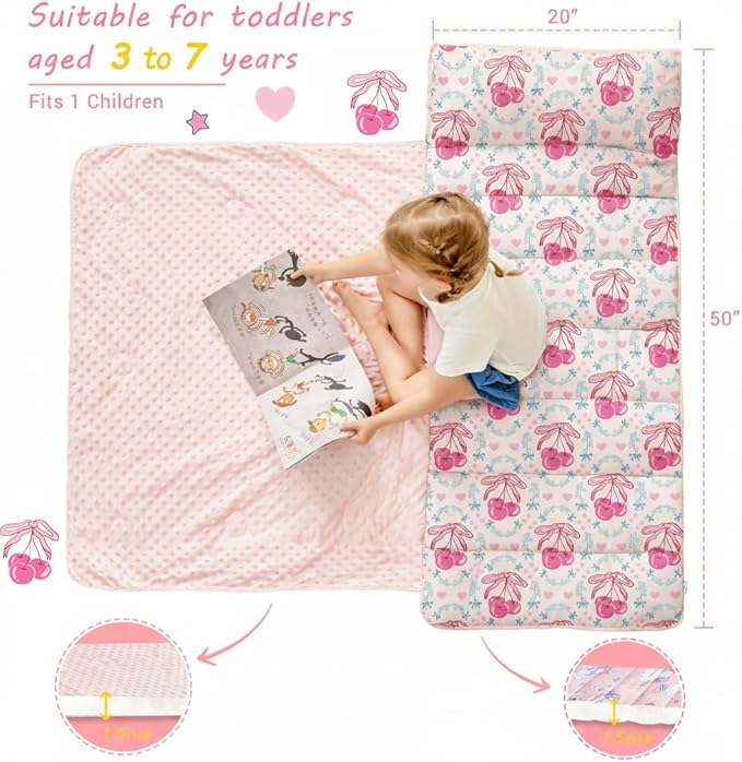 Toddler Nap Mat with Pillow and Blanket, Extra Large Rolled Napping Mats - Image 4