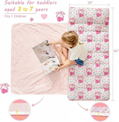 Toddler Nap Mat with Pillow and Blanket, Extra Large Rolled Napping Mats - Image 4