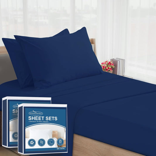 SPRINGSPIRIT Cot Sheets 30" x 75" x 9", 4 Piece Cot Sheet Set, Cot Size Fitted