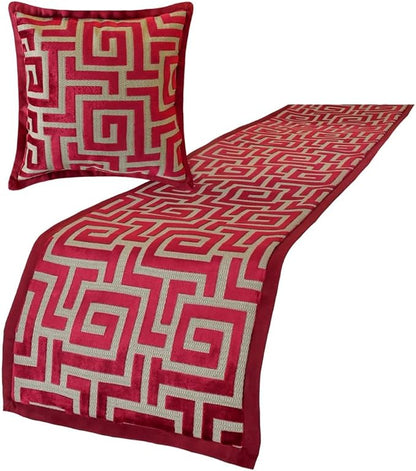 The HomeCentric King/Queen/Twin Red Decorative Twin 53"x18" Bed Runner - Image 4