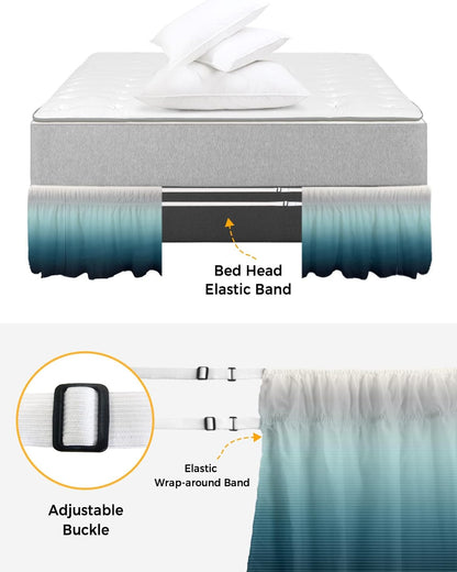 gradient turquoise bed skirt queen size 18 inch, side view