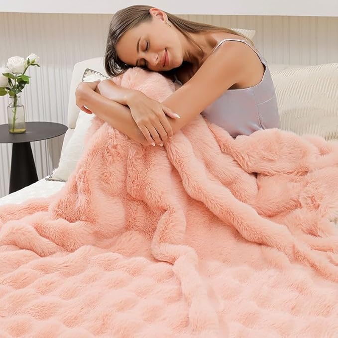 Faux Fur Throw Blanket for Couch Cozy Fuzzy Soft Plush Thick Fluffy Fleece - Image 7