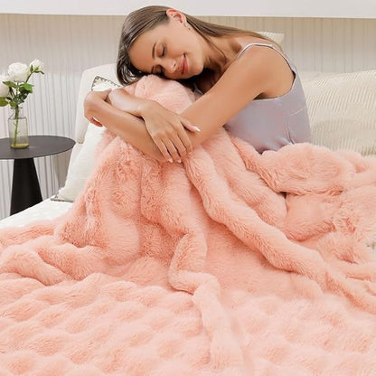 Faux Fur Throw Blanket for Couch Cozy Fuzzy Soft Plush Thick Fluffy Fleece - Image 7